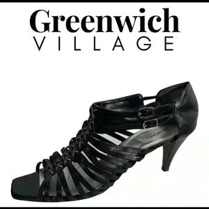 Greenwich Village Strappy Sandal Black Sandal Size 11